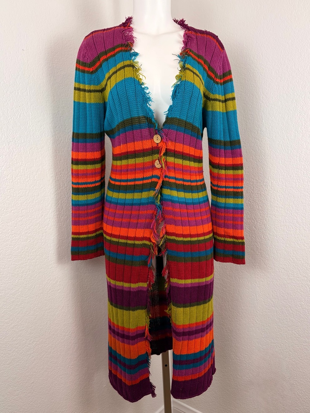 Vintage KRU Colorful Striped Knit Duster Cardigan Y2K *no size*